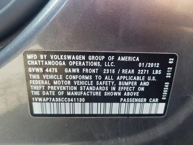 Photo 9 VIN: 1VWAP7A35CC041130 - VOLKSWAGEN PASSAT 