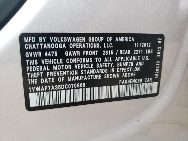 Photo 9 VIN: 1VWAP7A35DC070869 - VOLKSWAGEN PASSAT 