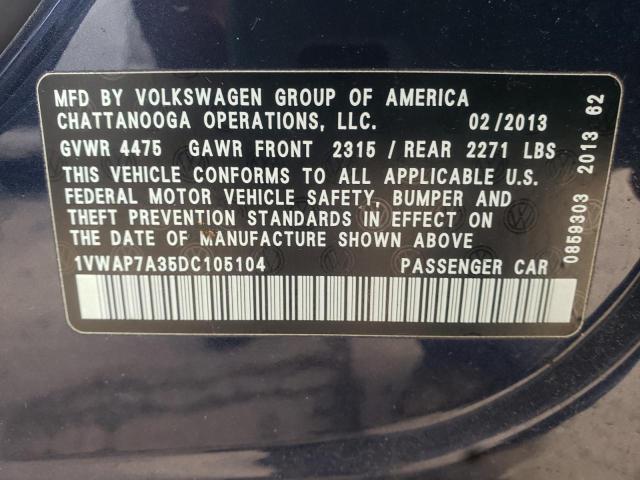 Photo 9 VIN: 1VWAP7A35DC105104 - VOLKSWAGEN PASSAT 