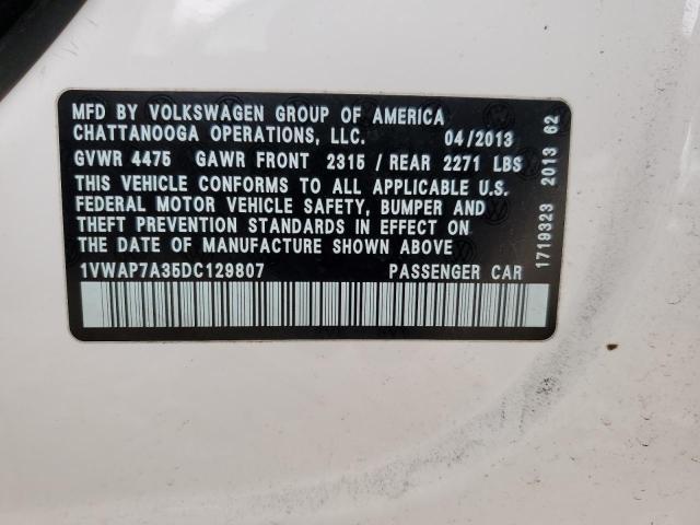 Photo 11 VIN: 1VWAP7A35DC129807 - VOLKSWAGEN PASSAT S 