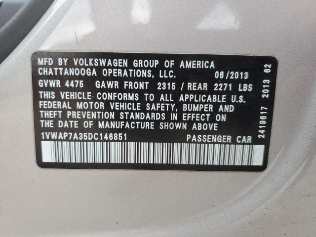 Photo 12 VIN: 1VWAP7A35DC146851 - VOLKSWAGEN PASSAT 