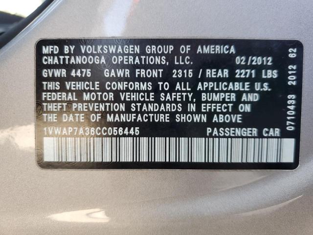 Photo 11 VIN: 1VWAP7A36CC056445 - VOLKSWAGEN PASSAT S 