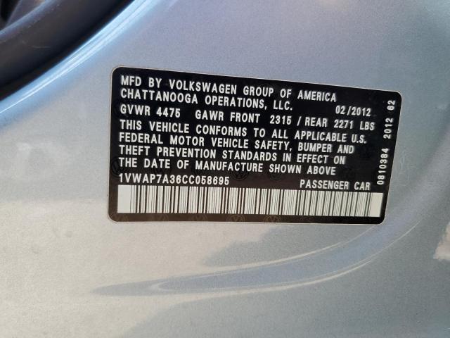 Photo 9 VIN: 1VWAP7A36CC058695 - VOLKSWAGEN PASSAT S 