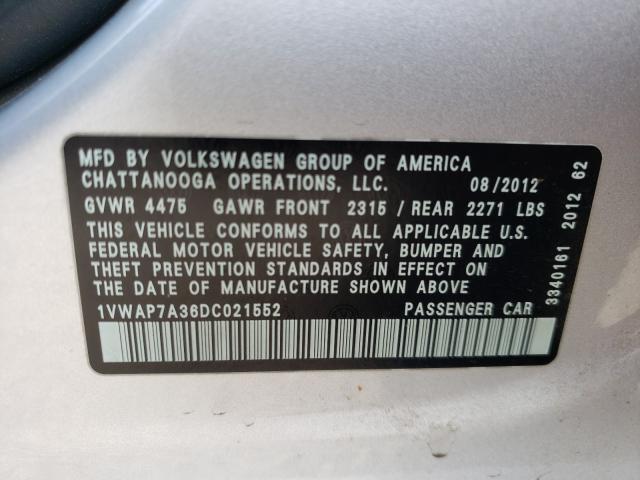 Photo 9 VIN: 1VWAP7A36DC021552 - VOLKSWAGEN PASSAT 