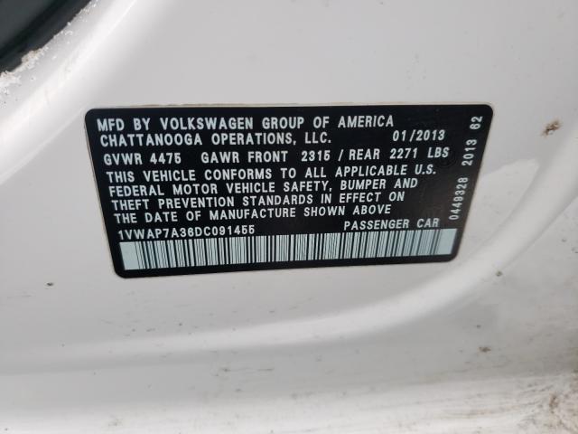 Photo 9 VIN: 1VWAP7A36DC091455 - VOLKSWAGEN PASSAT 