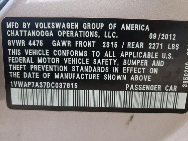 Photo 9 VIN: 1VWAP7A37DC037615 - VOLKSWAGEN PASSAT 