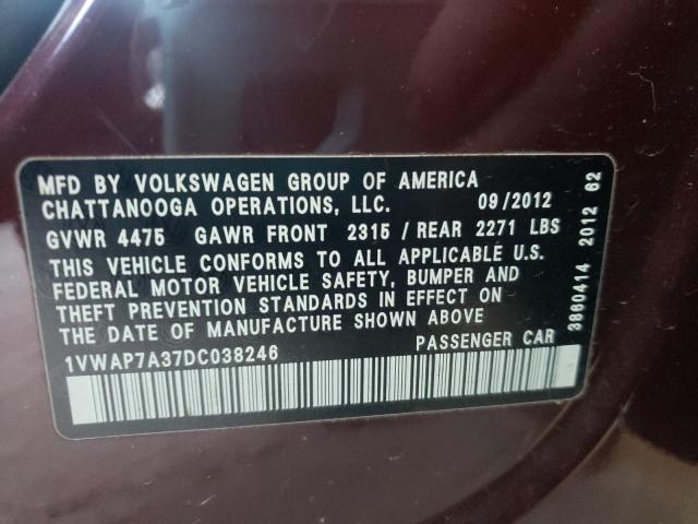 Photo 9 VIN: 1VWAP7A37DC038246 - VOLKSWAGEN PASSAT 