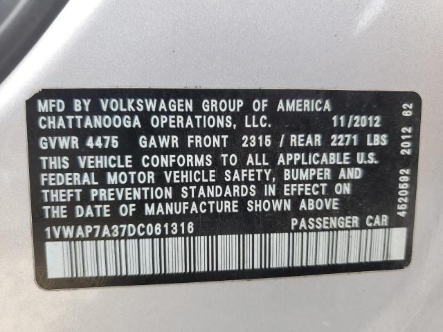 Photo 11 VIN: 1VWAP7A37DC061316 - VOLKSWAGEN PASSAT S 