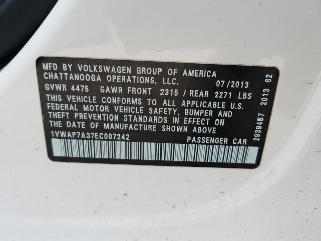 Photo 9 VIN: 1VWAP7A37EC007242 - VOLKSWAGEN PASSAT 