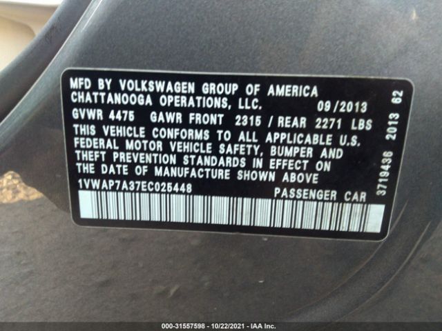 Photo 8 VIN: 1VWAP7A37EC025448 - VOLKSWAGEN PASSAT 