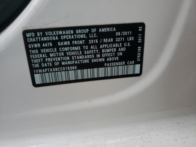 Photo 9 VIN: 1VWAP7A38CC015363 - VOLKSWAGEN PASSAT S 