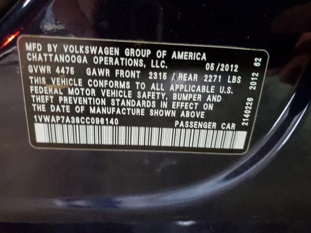 Photo 11 VIN: 1VWAP7A38CC096140 - VOLKSWAGEN PASSAT S 