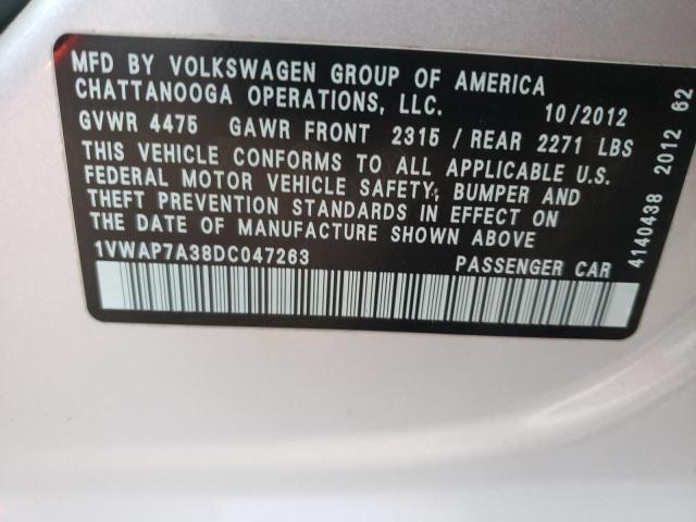 Photo 9 VIN: 1VWAP7A38DC047263 - VOLKSWAGEN PASSAT 