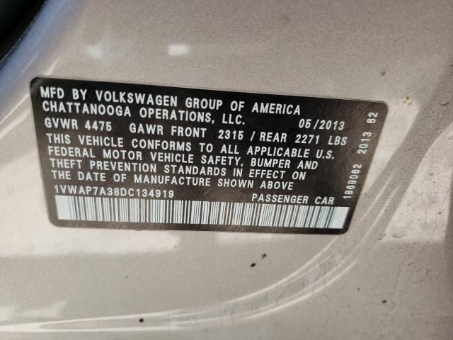 Photo 9 VIN: 1VWAP7A38DC134919 - VOLKSWAGEN PASSAT 