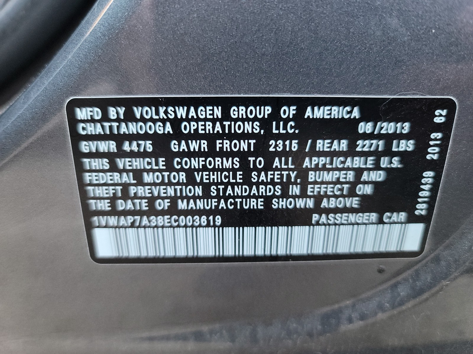 Photo 9 VIN: 1VWAP7A38EC003619 - VOLKSWAGEN PASSAT 