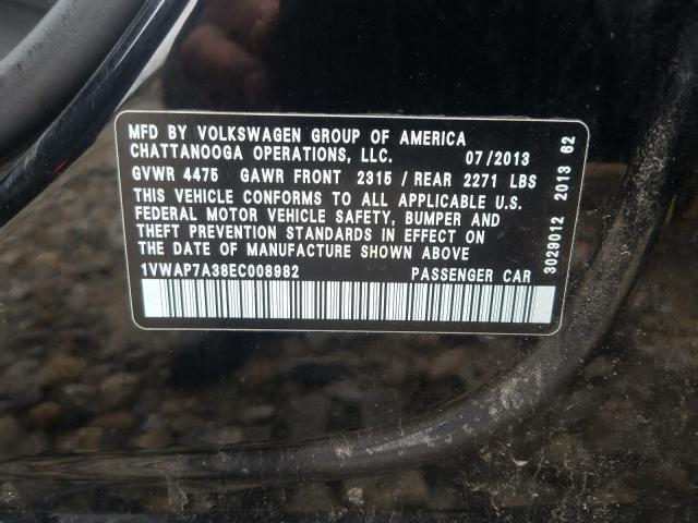 Photo 9 VIN: 1VWAP7A38EC008982 - VOLKSWAGEN PASSAT 