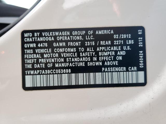 Photo 11 VIN: 1VWAP7A39CC053698 - VOLKSWAGEN PASSAT 