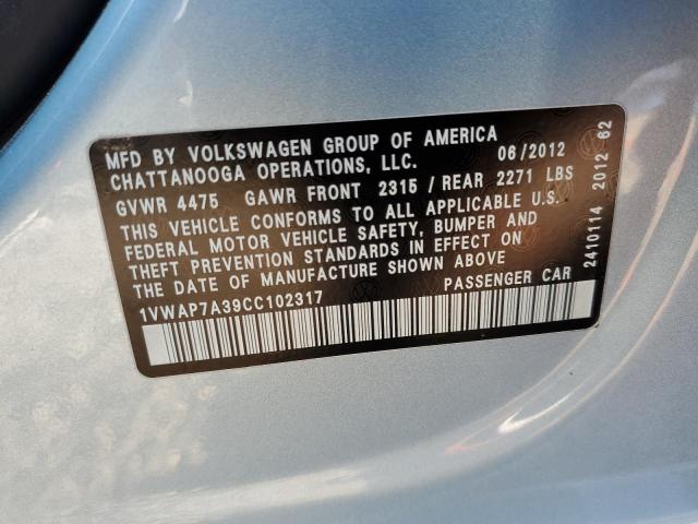 Photo 11 VIN: 1VWAP7A39CC102317 - VOLKSWAGEN PASSAT 