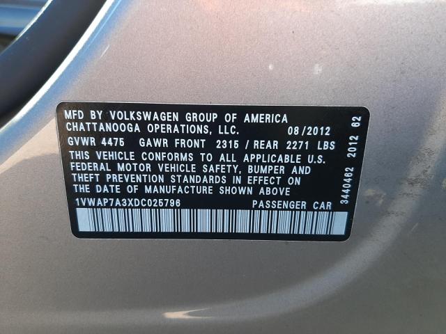 Photo 9 VIN: 1VWAP7A3XDC025796 - VOLKSWAGEN PASSAT 