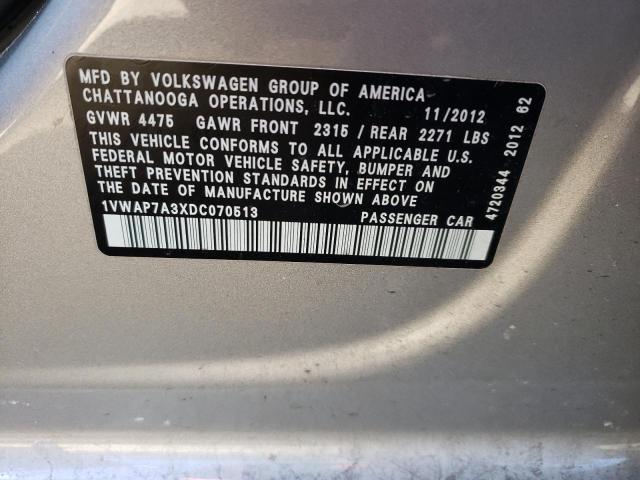 Photo 9 VIN: 1VWAP7A3XDC070513 - VOLKSWAGEN PASSAT 