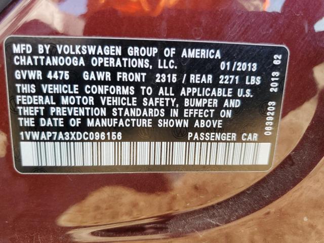 Photo 11 VIN: 1VWAP7A3XDC096156 - VOLKSWAGEN PASSAT 