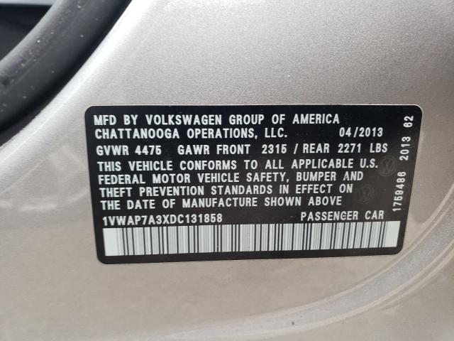 Photo 9 VIN: 1VWAP7A3XDC131858 - VOLKSWAGEN PASSAT S 