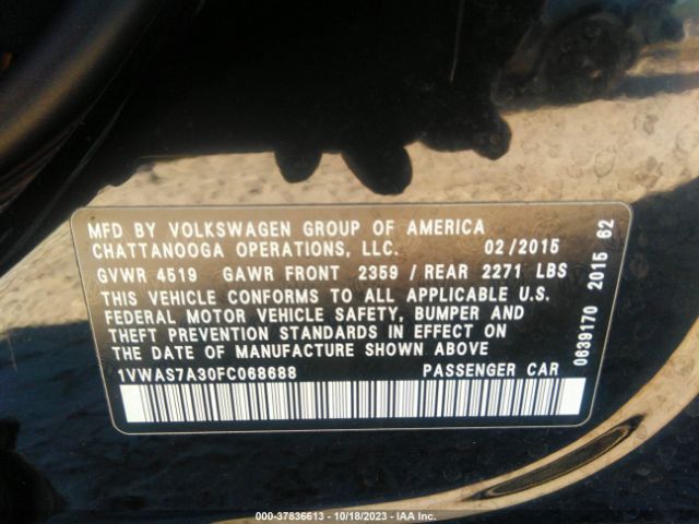 Photo 8 VIN: 1VWAS7A30FC068688 - VOLKSWAGEN PASSAT 