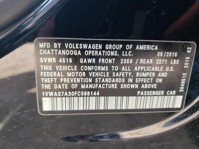 Photo 11 VIN: 1VWAS7A30FC098144 - VOLKSWAGEN PASSAT 