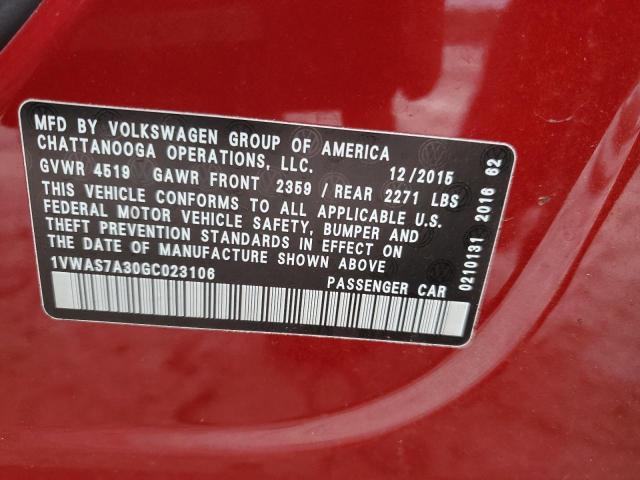 Photo 11 VIN: 1VWAS7A30GC023106 - VOLKSWAGEN PASSAT 