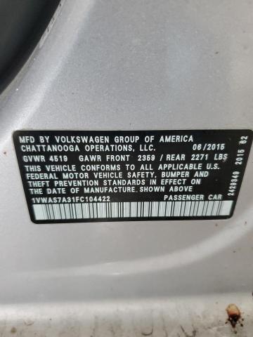 Photo 11 VIN: 1VWAS7A31FC104422 - VOLKSWAGEN PASSAT 