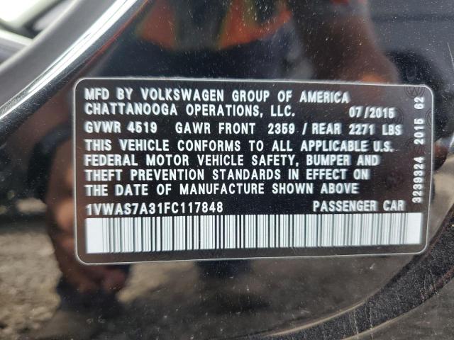 Photo 11 VIN: 1VWAS7A31FC117848 - VOLKSWAGEN PASSAT 