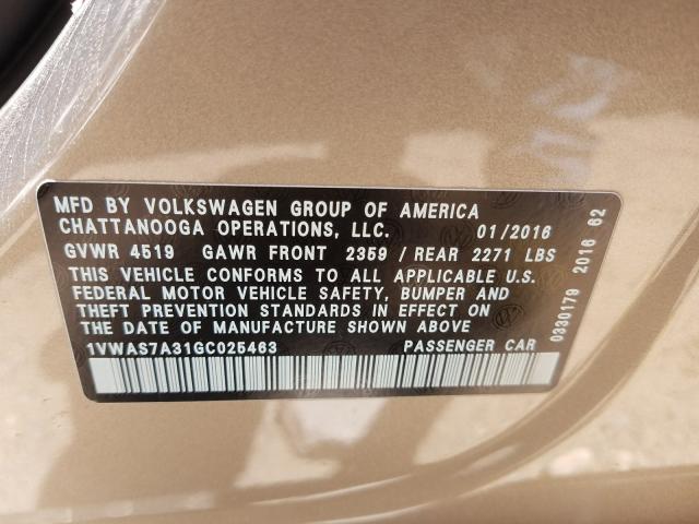 Photo 9 VIN: 1VWAS7A31GC025463 - VOLKSWAGEN PASSAT 