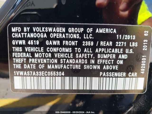 Photo 8 VIN: 1VWAS7A33EC055304 - VOLKSWAGEN PASSAT 