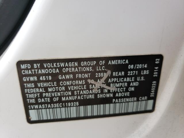 Photo 9 VIN: 1VWAS7A33EC119325 - VOLKSWAGEN PASSAT 