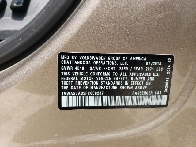 Photo 11 VIN: 1VWAS7A33FC008257 - VOLKSWAGEN PASSAT 