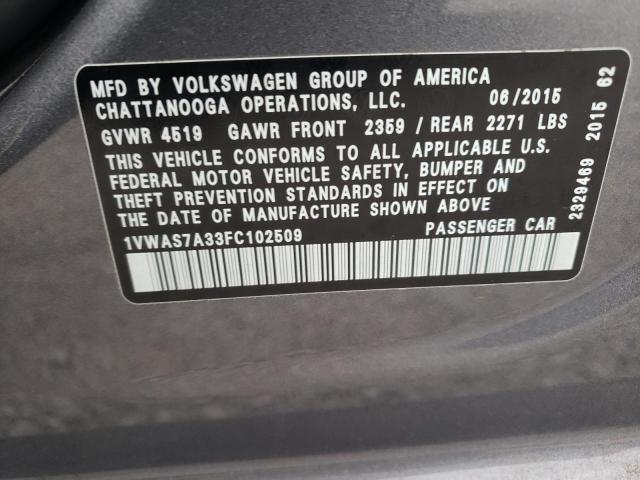 Photo 11 VIN: 1VWAS7A33FC102509 - VOLKSWAGEN PASSAT 