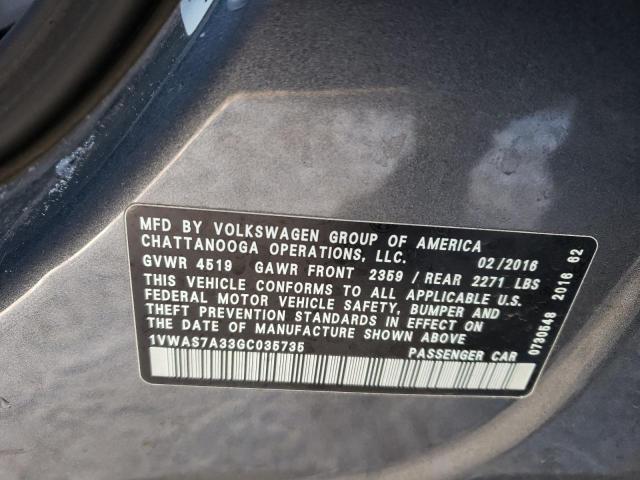 Photo 11 VIN: 1VWAS7A33GC035735 - VOLKSWAGEN PASSAT 