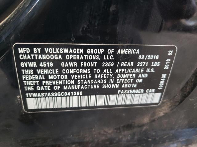 Photo 11 VIN: 1VWAS7A33GC041390 - VOLKSWAGEN PASSAT 