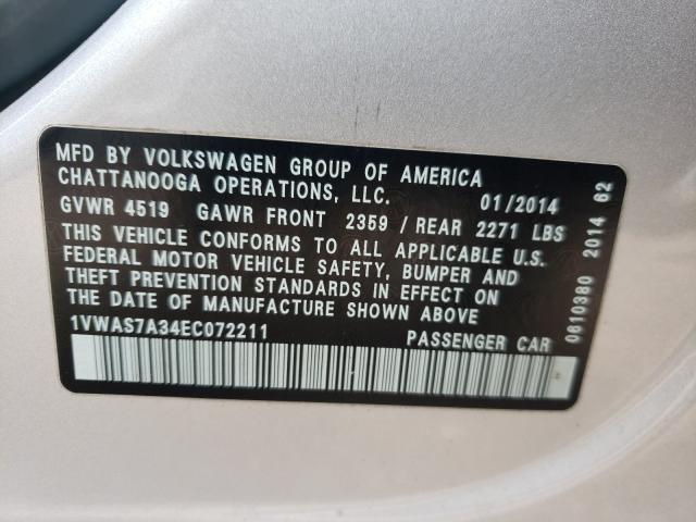 Photo 9 VIN: 1VWAS7A34EC072211 - VOLKSWAGEN PASSAT 