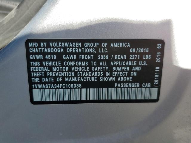 Photo 12 VIN: 1VWAS7A34FC109338 - VOLKSWAGEN PASSAT 