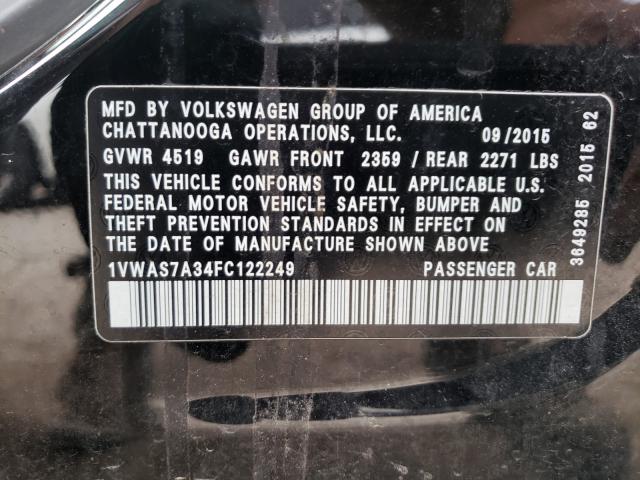 Photo 9 VIN: 1VWAS7A34FC122249 - VOLKSWAGEN PASSAT 