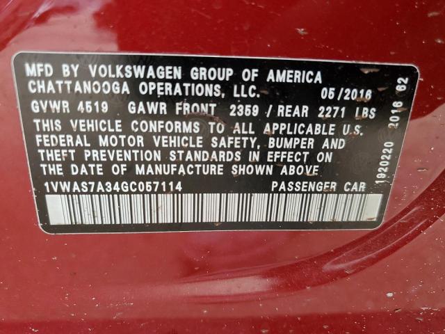 Photo 12 VIN: 1VWAS7A34GC057114 - VOLKSWAGEN PASSAT 