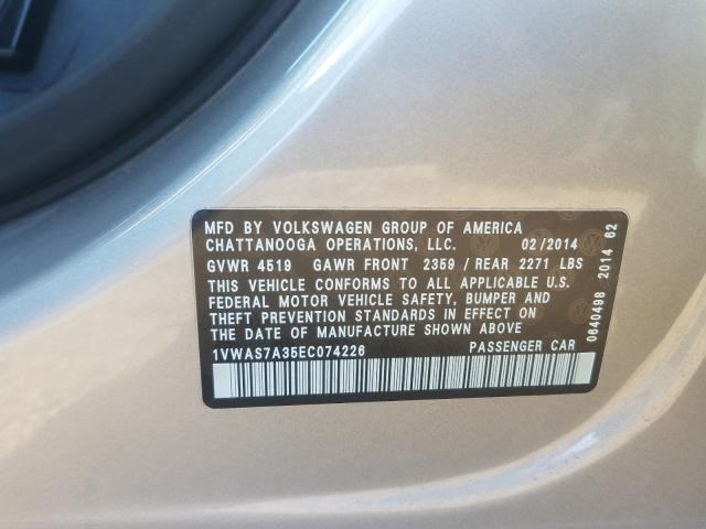 Photo 9 VIN: 1VWAS7A35EC074226 - VOLKSWAGEN PASSAT 