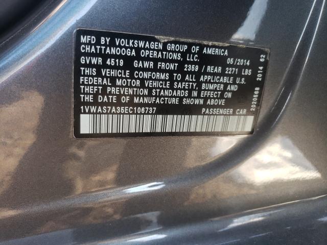 Photo 9 VIN: 1VWAS7A35EC106737 - VOLKSWAGEN PASSAT 