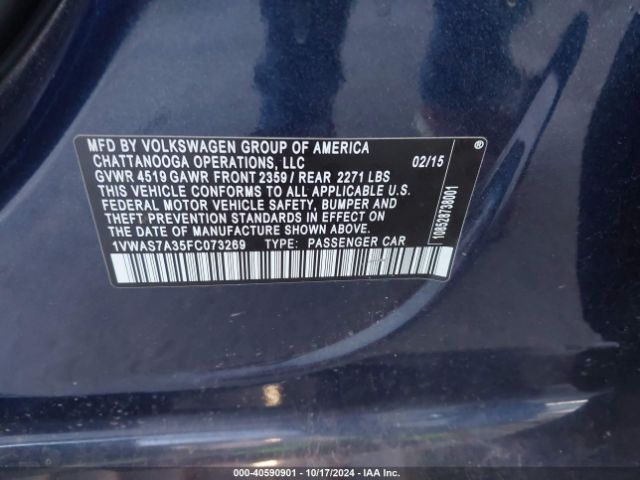 Photo 8 VIN: 1VWAS7A35FC073269 - VOLKSWAGEN PASSAT 