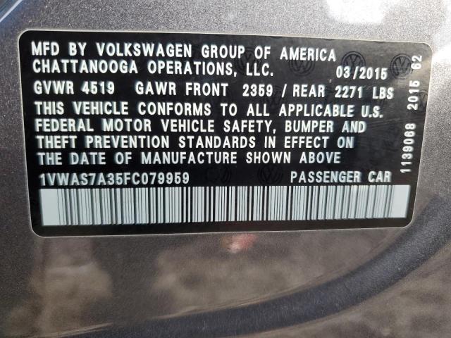 Photo 11 VIN: 1VWAS7A35FC079959 - VOLKSWAGEN PASSAT 