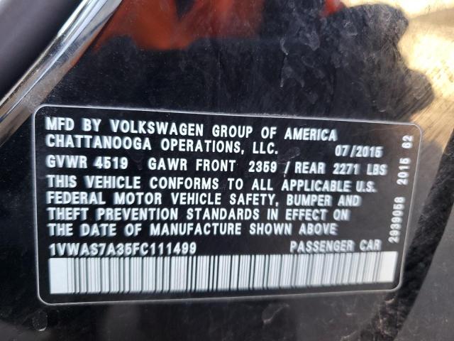 Photo 11 VIN: 1VWAS7A35FC111499 - VOLKSWAGEN PASSAT S 