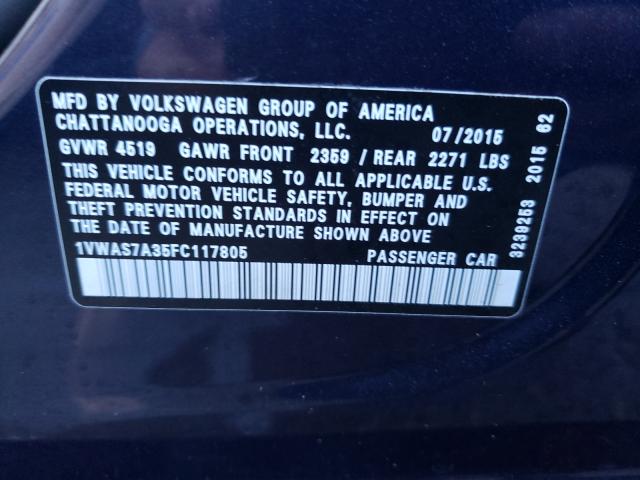 Photo 9 VIN: 1VWAS7A35FC117805 - VOLKSWAGEN PASSAT 