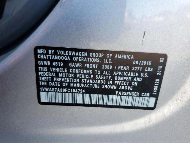 Photo 11 VIN: 1VWAS7A36FC104724 - VOLKSWAGEN PASSAT 