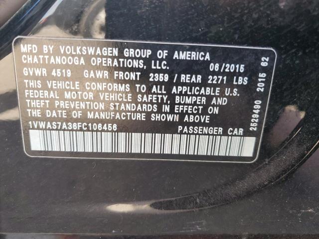 Photo 11 VIN: 1VWAS7A36FC106456 - VOLKSWAGEN PASSAT S 